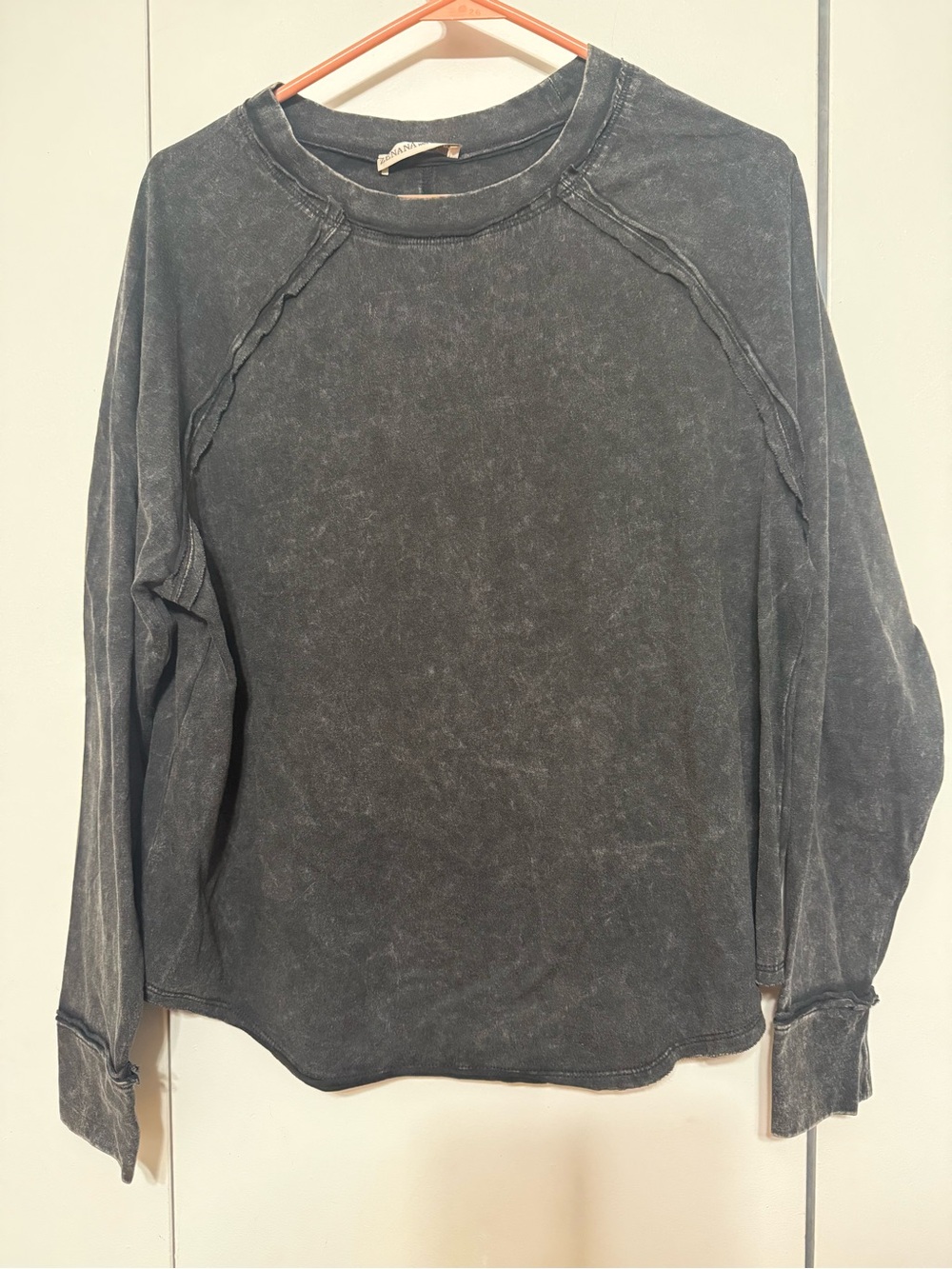 Zenana Outfitters Washed Charcoal Long-Sleeve Tee